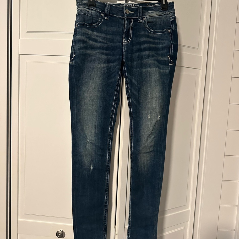 Buckle Dark Blue Skinny Jeans